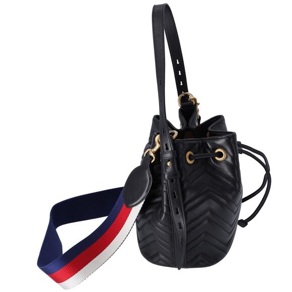 GUCCI GG Marmont Shoulder Bucket Bag 476674 Black Leather - Picture 8 of 9